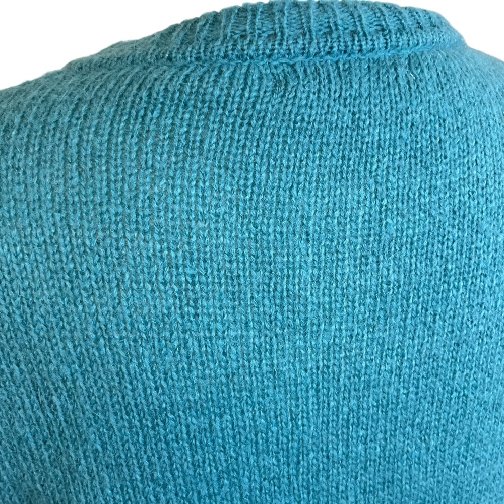 DR BLOOM Teal Mohair Blend Cardigan Sweater Sz S M Feminine Cottage Girly - Picture 11 of 14